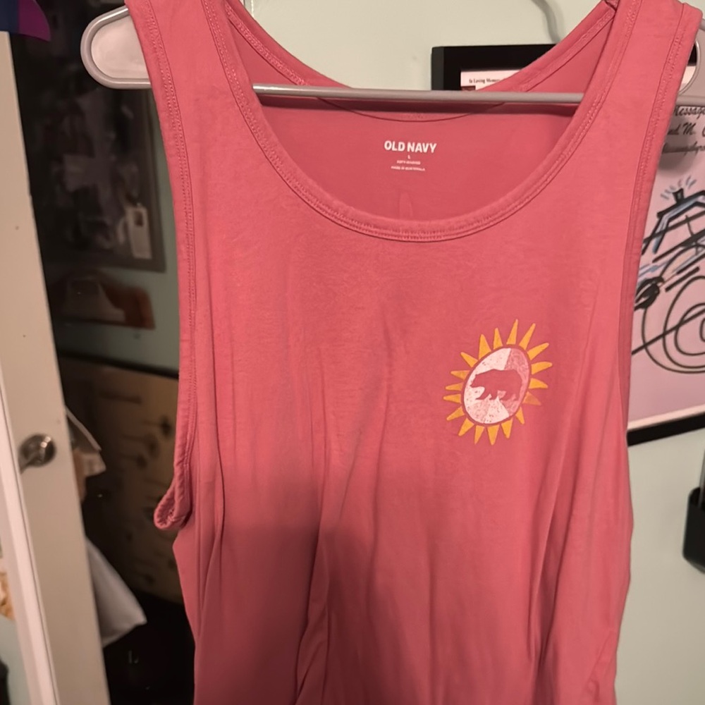 Old Navy Pink Tank with Bear and Sun Design